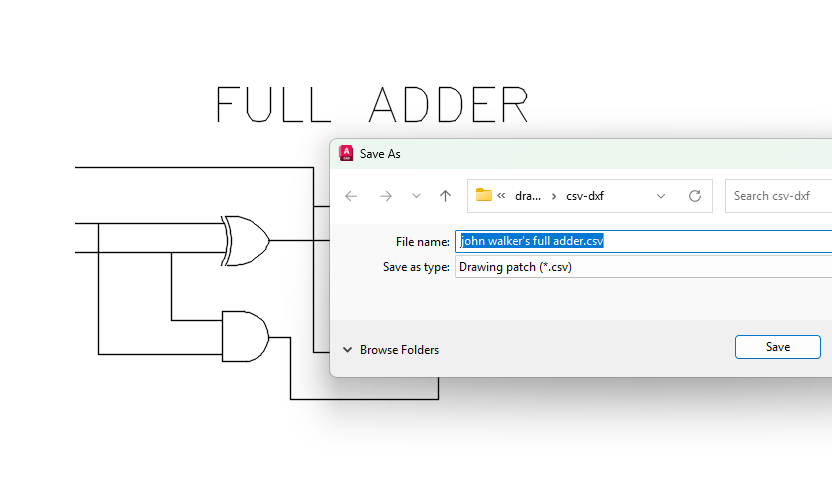 Exporting a full-adder circuit to CSV with CSVOUT
